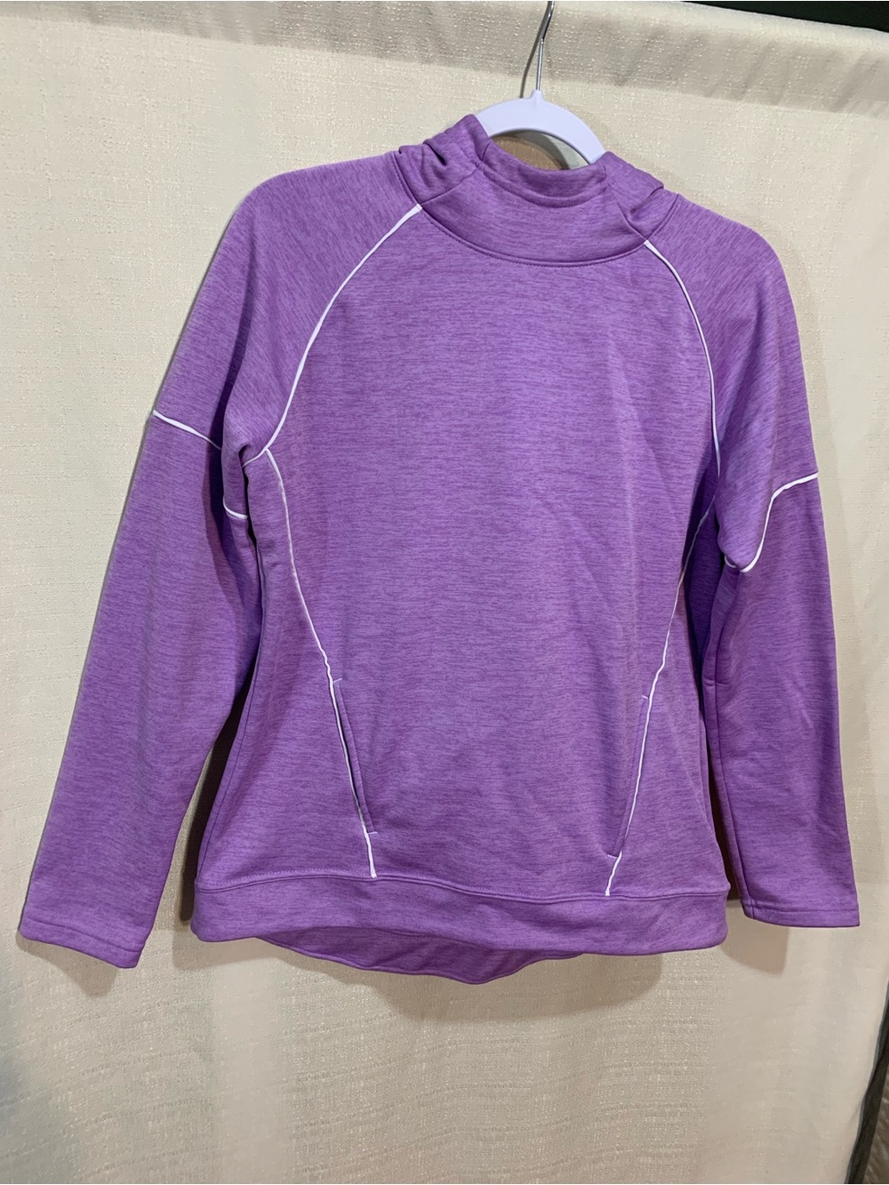 Augusta Sportswear Purple Mock Neck Pullover with White Piping a3/100